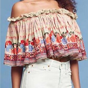 Anthropologi Bhanuni by Jyoti Villa Crop Top Embroidered Swing Blouse P Medium